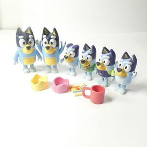 Lot of 6 Bluey & Bandit Dad Figures + Accessories Crown